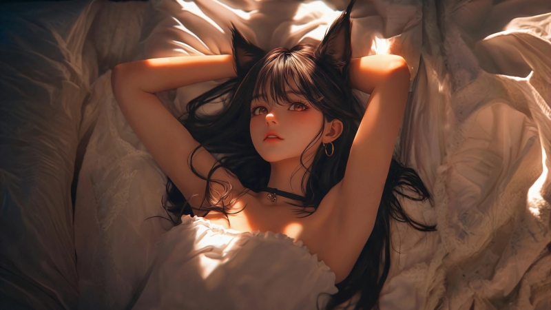 带光影背景的猫耳少女动漫电脑壁纸 高清资源合集