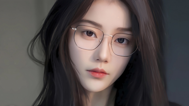 戴眼镜长发美女动漫电脑壁纸 高清多尺寸可选
