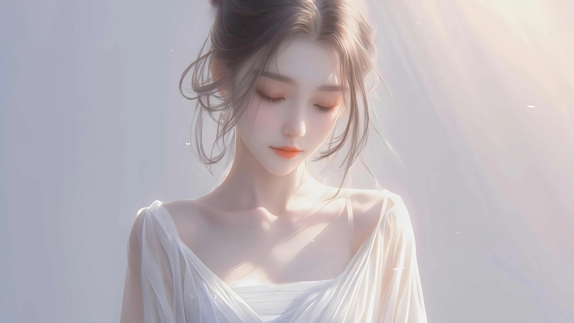 白衣少女动漫高清壁纸合集，适配多种电脑屏幕尺寸