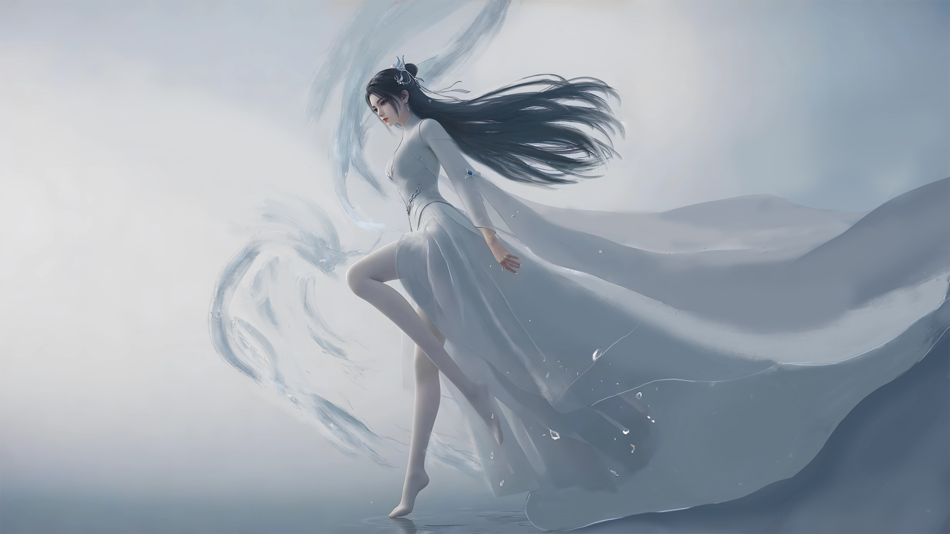 云韵穿白长裙的绝美动漫电脑壁纸 高清版直接存