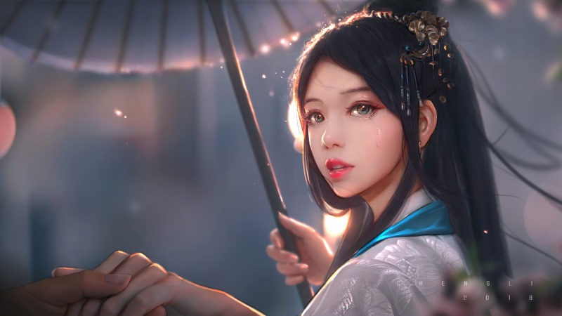 带着油纸伞的古风动漫少女壁纸 氛围感拉满