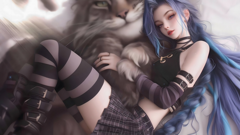 金克丝和猫咪的动漫高清壁纸合集