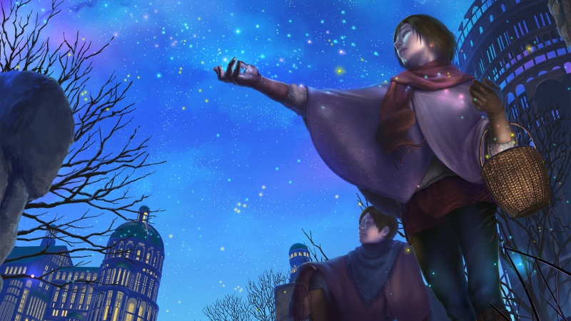 夜晚星空下摘星星的女孩 氛围感拉满的高清壁纸来了