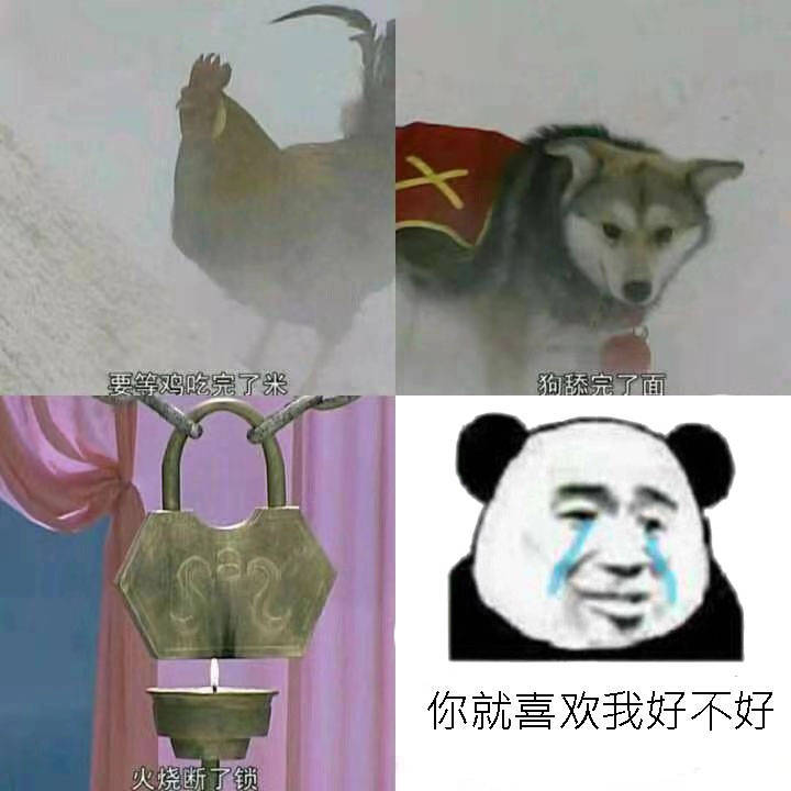 等鸡吃完米狗舔完面火烧断锁？这套表情包火了