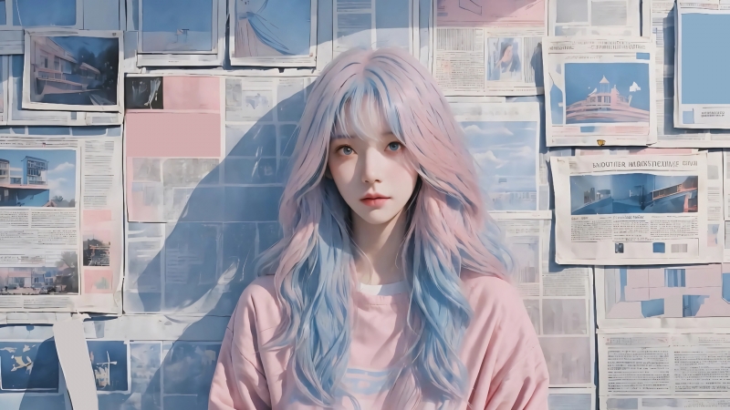 报纸墙粉色长发动漫美女高清壁纸合集来啦