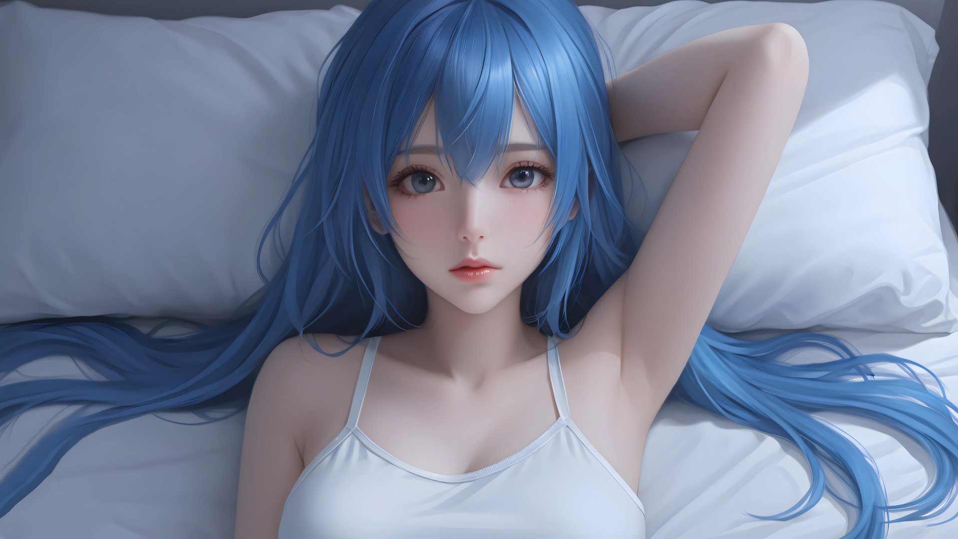 卡通蓝发女孩高清动漫壁纸来啦