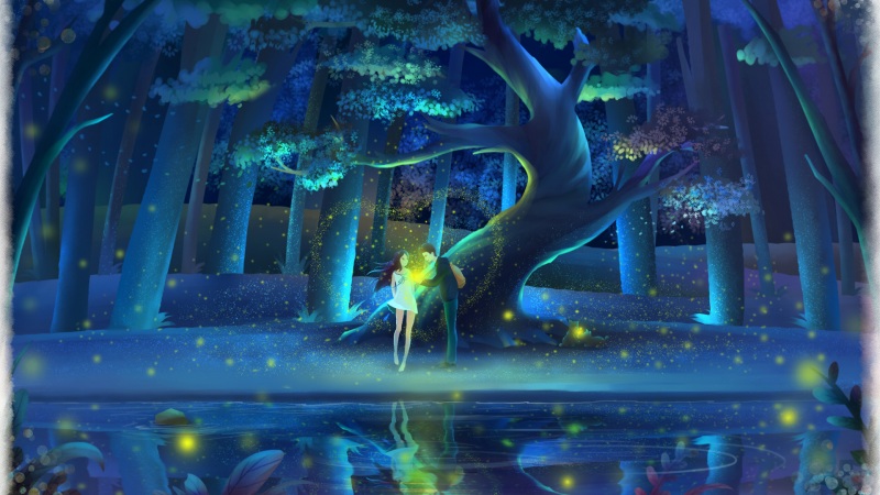深夜森林情人节梦幻氛围感电脑壁纸推荐