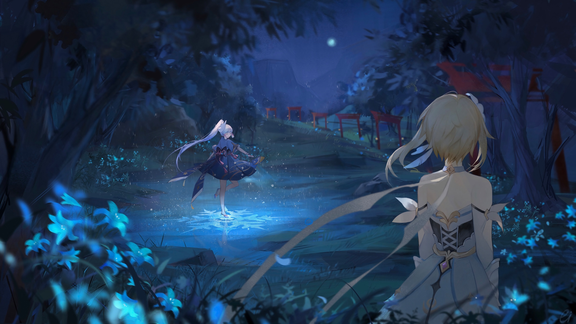 原神神里绫华夜间跳舞的绝美壁纸来了