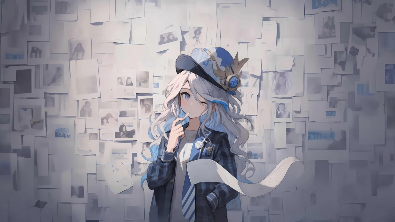 芙宁娜报纸墙动漫电脑壁纸 高清版分享