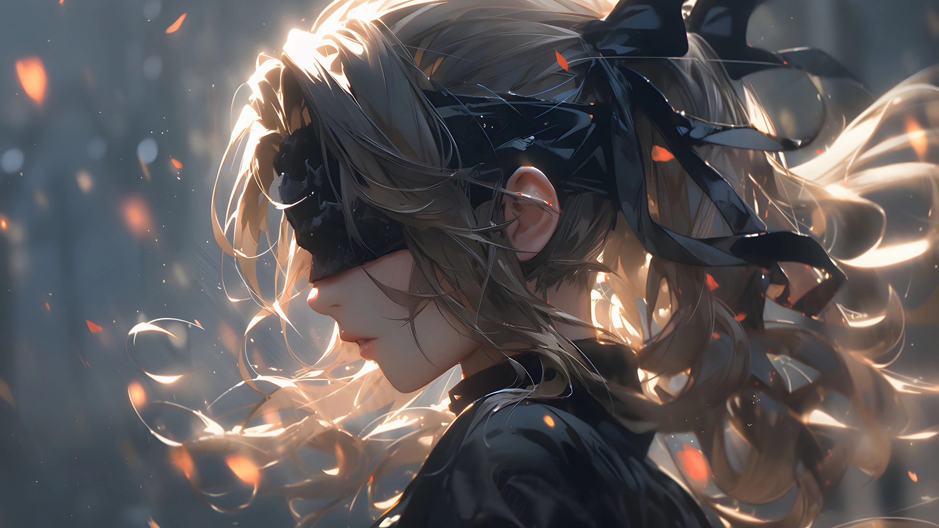 蒙眼黑衣侧脸少女动漫壁纸 高清资源合集