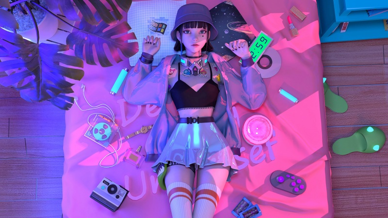 赛博朋克风奇幻少女集原美！这款高清壁纸太戳人了