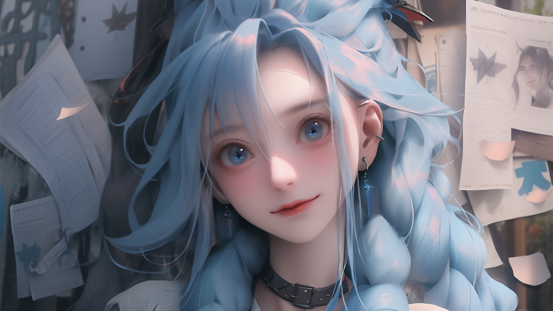 报纸墙蓝发金克丝 超高清动漫壁纸合集