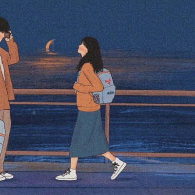 手绘风动漫情侣头像！6张一左一右简约高清图