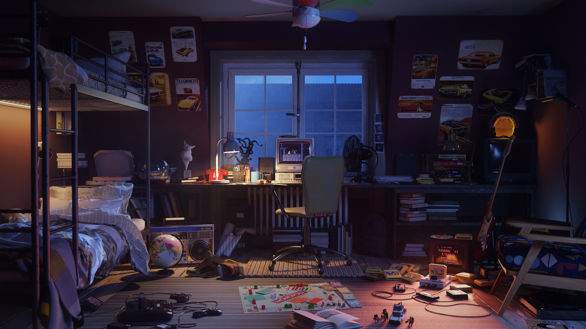 这套3D卧室动漫壁纸，适配多种电脑屏幕尺寸