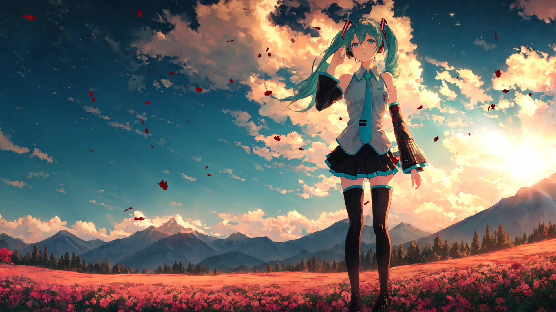 初音未来黄昏天空主题动漫电脑壁纸 高清资源合集