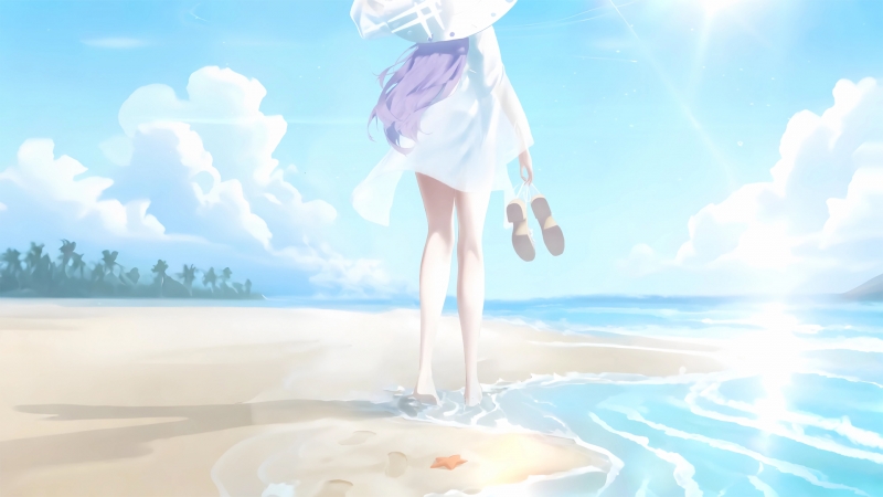 海边的亚津子唯美电脑壁纸 高清动漫桌面图分享