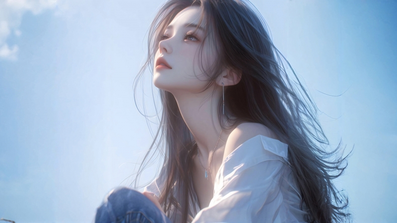 女孩仰望的高清动漫壁纸来了