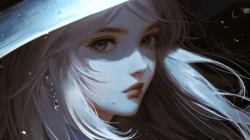 戴帽耳环的动漫少女高清壁纸来了