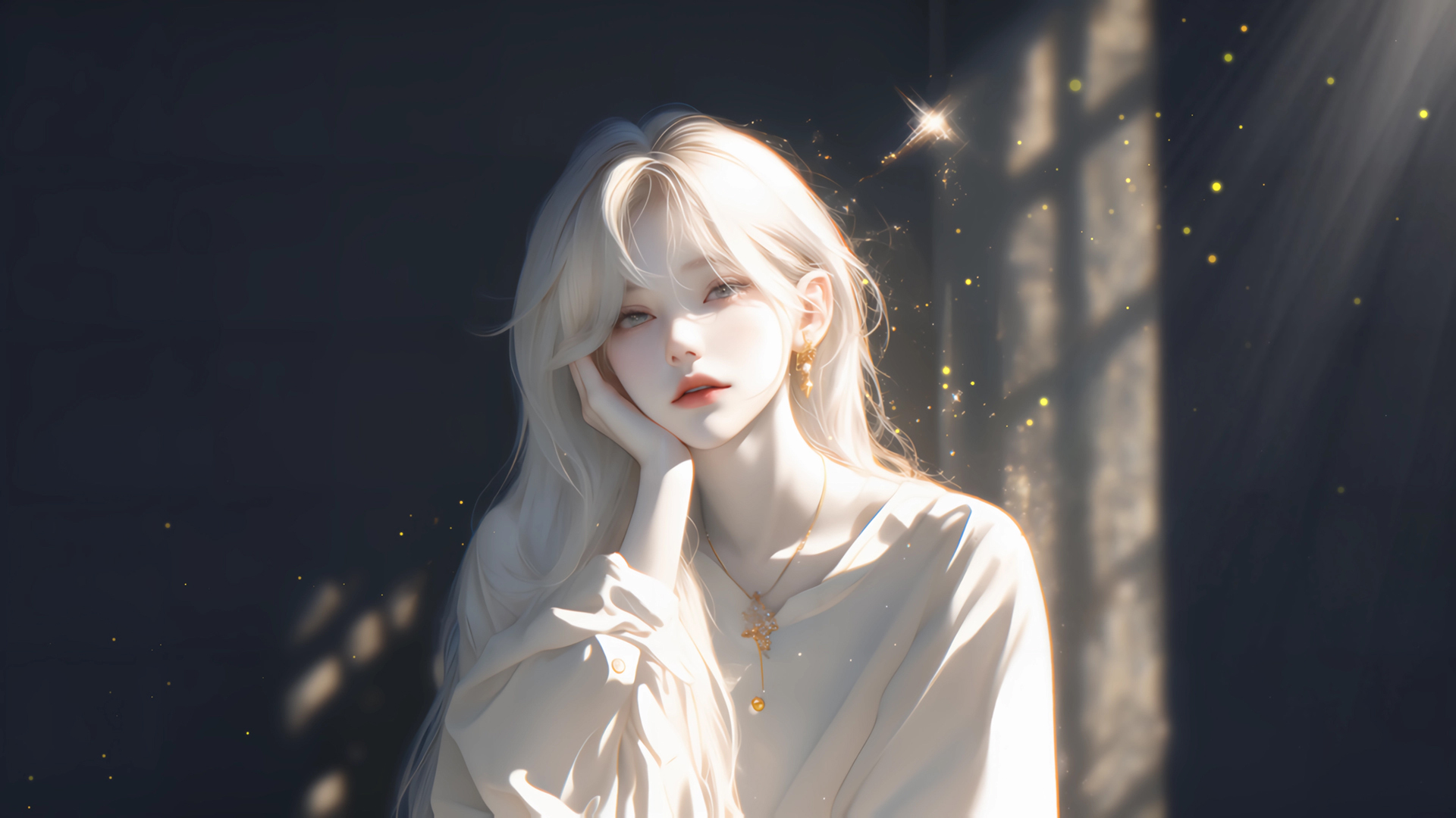 白衣美女动漫高清壁纸 多款热门尺寸可选