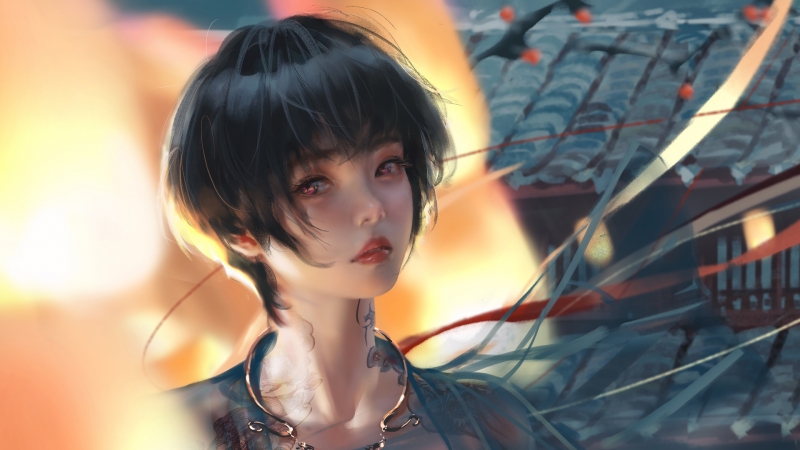 短发少女配瓦片屋！超治愈动漫电脑壁纸合集来啦