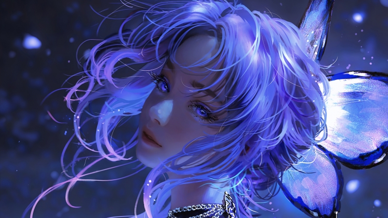 这款带蝴蝶的天使少女动漫壁纸太绝了！| 高清多尺寸可选