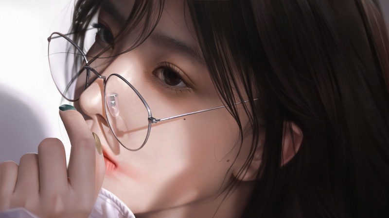 戴眼镜的动漫女生脸部写真高清壁纸来啦