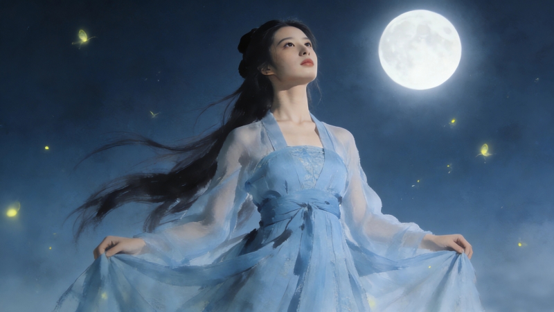 氛围感拉满！水墨古风美女月亮唯美动漫电脑壁纸来了