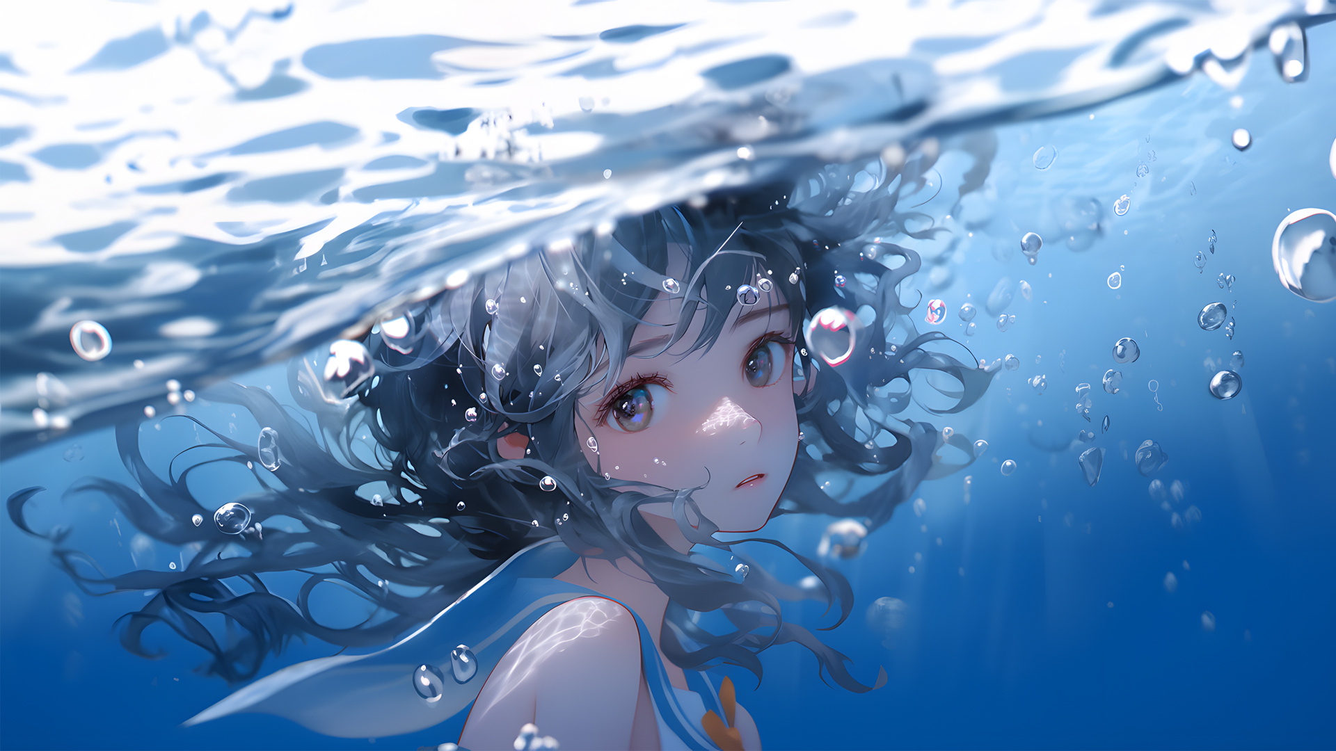 水下动漫少女高清电脑壁纸分享