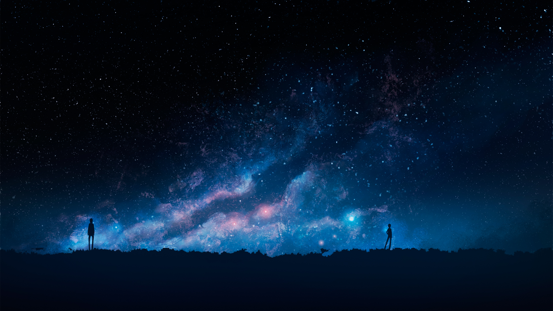 星空云下的动漫情侣壁纸 多款高清尺寸可选