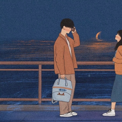 手绘风动漫情侣头像！6张一左一右简约高清图