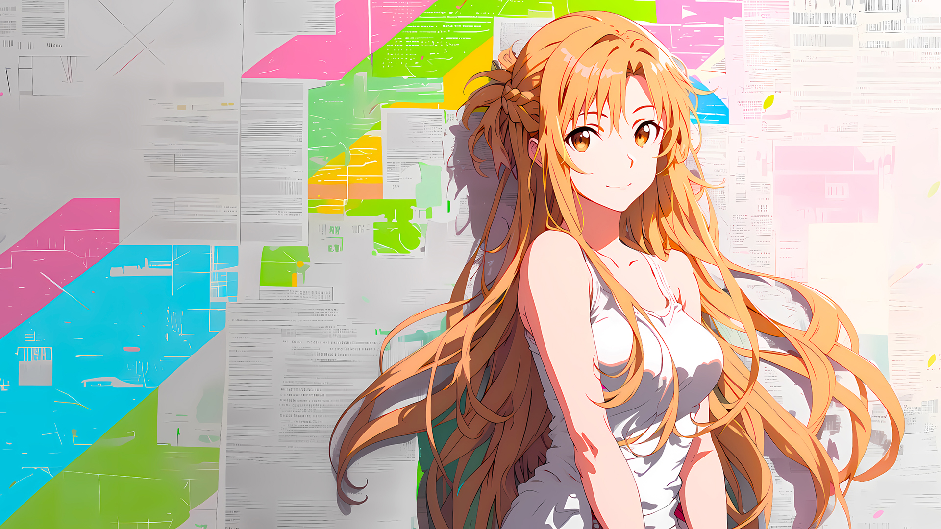 亚丝娜报纸墙可爱少女动漫壁纸 多款高清尺寸任你选