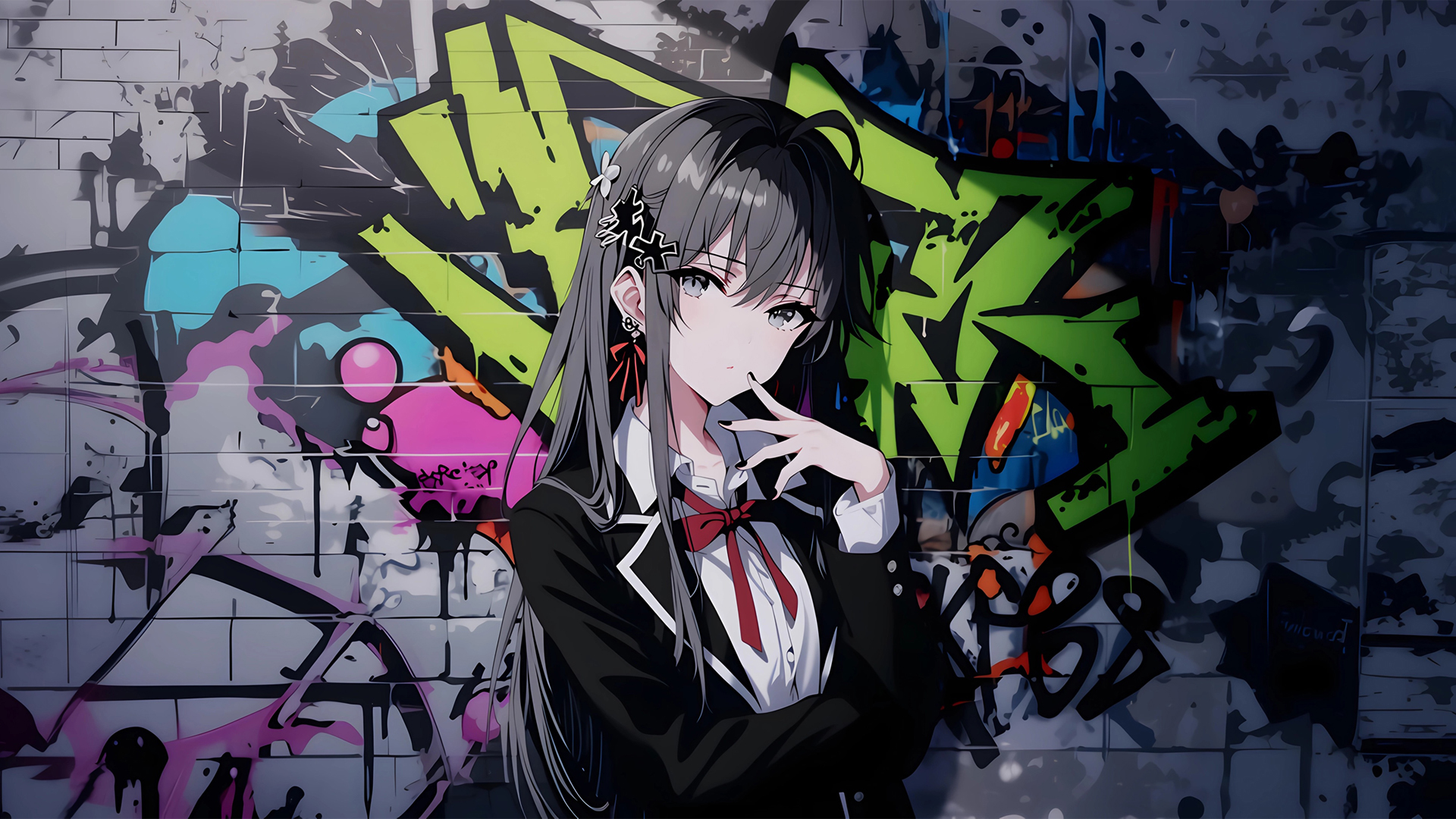 雪之下雪乃暗黑涂鸦风动漫电脑壁纸 高清免费下载