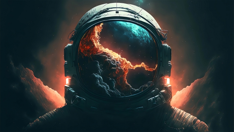 这款漂浮宇航员动漫壁纸，适配多款电脑屏幕尺寸