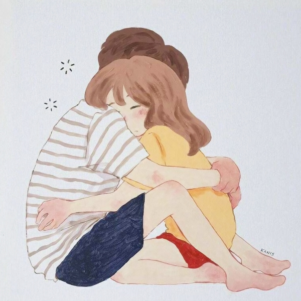 手绘情侣日常插画头像 9张超甜温馨日常素材