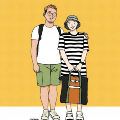 成熟简约款手绘情侣头像 9张高清干净情头合集
