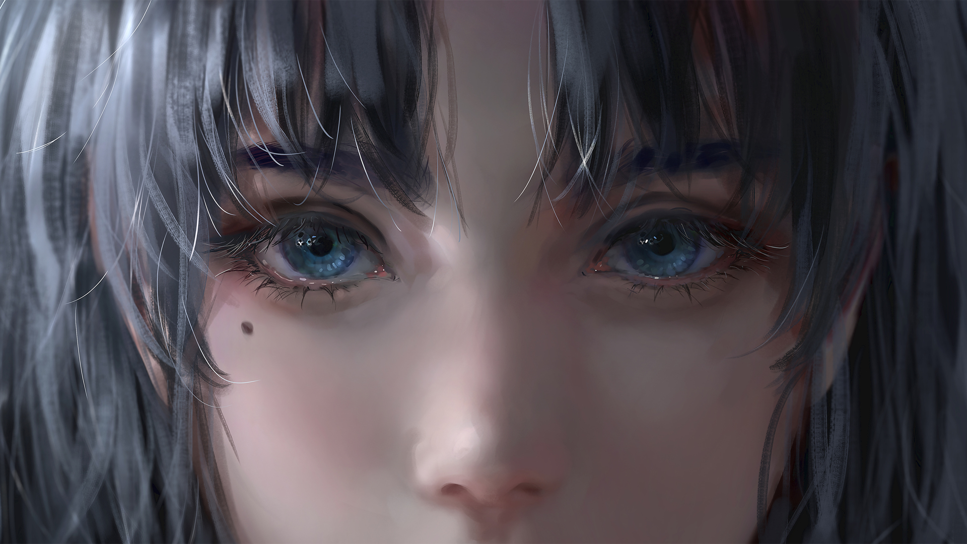 这款厚涂风动漫少女壁纸 多款高清尺寸任你选