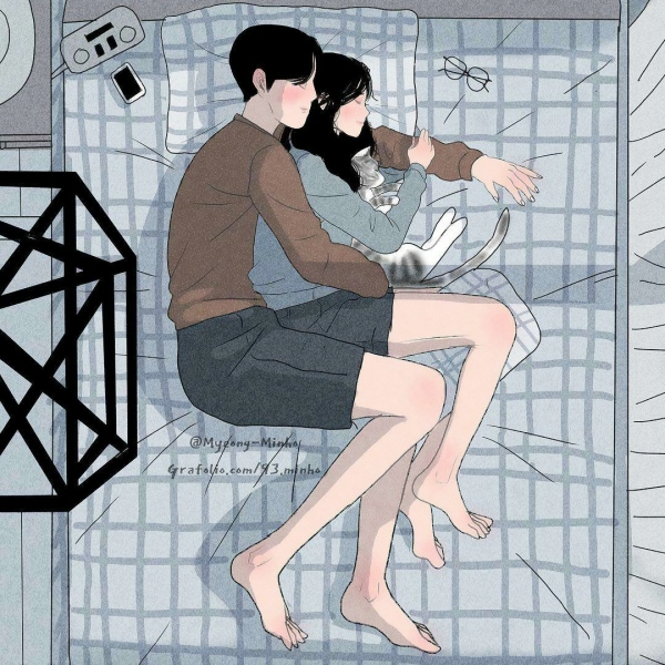 9张超治愈情侣日常插画头像 高清又暖心