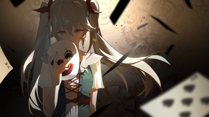 戴小丑面具的初音未来高清壁纸分享