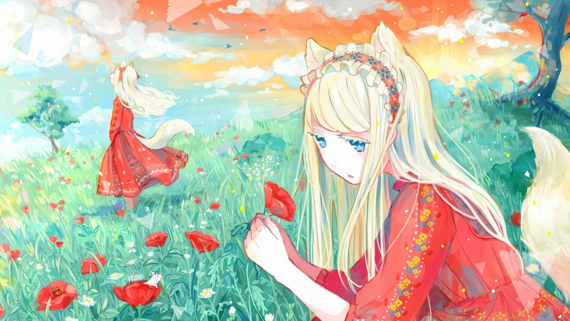 花声二次元动漫少女高清壁纸上新 多尺寸可选
