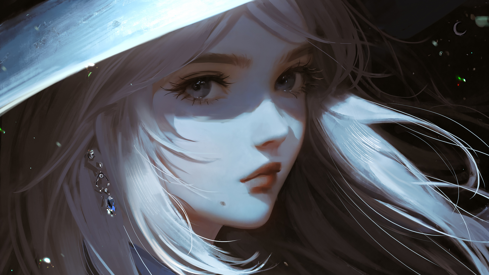 戴帽耳环的动漫少女高清壁纸来了