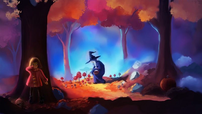万圣节氛围感拉满！森林女巫小女孩动漫壁纸合集