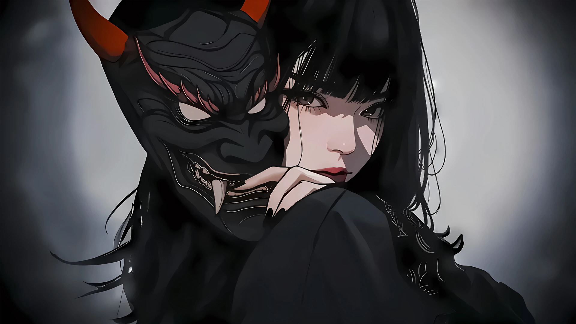 带面具的恶魔少女动漫壁纸！多款高清尺寸任你挑