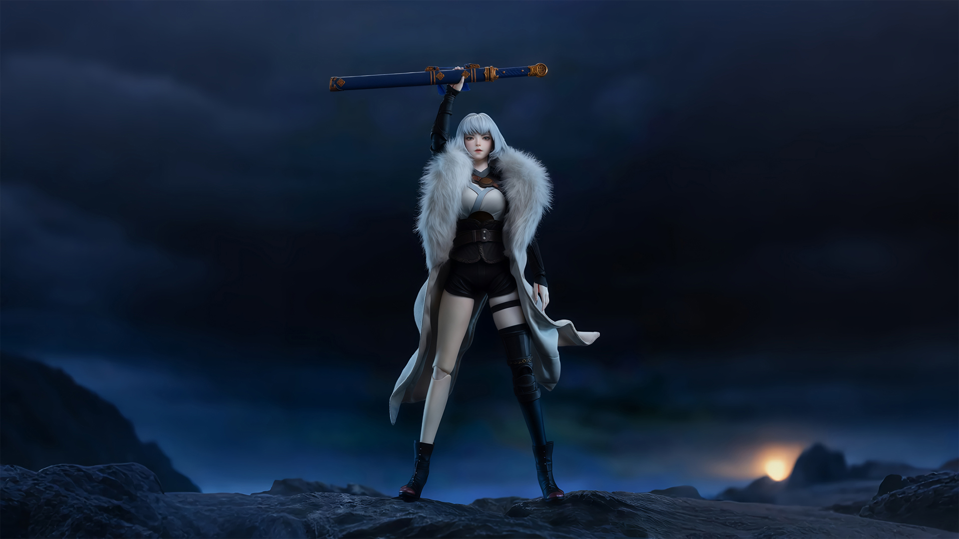 白月魁配唐刀！这款高清动漫电脑壁纸值得收藏