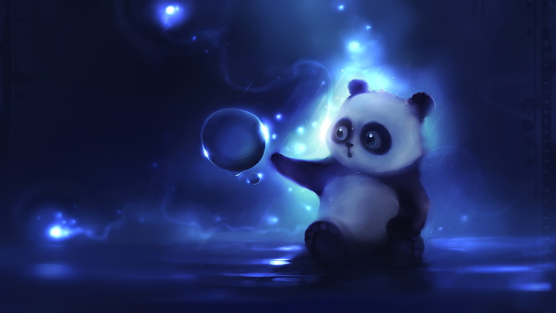 DeviantArt热门1080P壁纸合集：软萌动物熊猫动漫泡泡风艺术作品