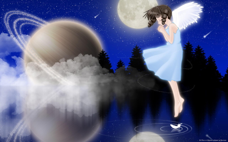 绝美幻想风壁纸合集！土星、月光与动漫天使的梦幻场景