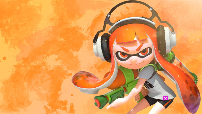 《喷射手游同人壁纸！蓝衬衫 Inkling 少女4K高清图合集》