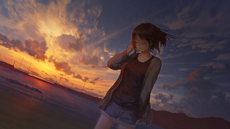 夏日海边日落动漫壁纸合集