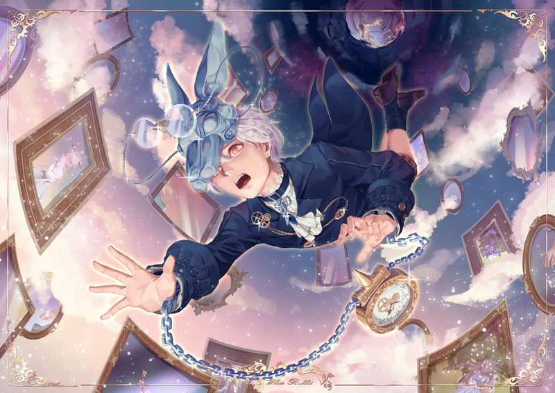 深夜祭典霓虹下的动漫少女手机壁纸