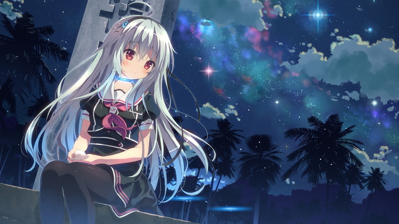 深夜棕榈树下的二次元少女日常
