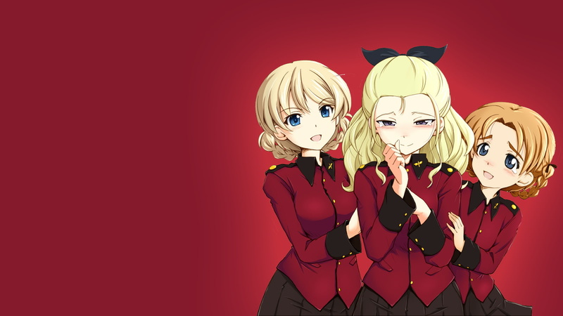 动漫少女红背景创意壁纸素材